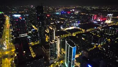 4K航拍南京河西金融中心城市CBD夜景视频的预览图